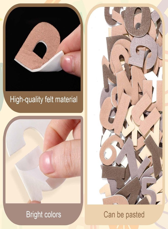 Breling 310 Pieces Felt Letter Christmas Bulletin Board Letters Sticker with Number 2" Bulk Self Adhesive ABC Upper Lowercase Sticky Letter for Xmas Gift Bulletin Board Classroom(Brown Color) - Image 3
